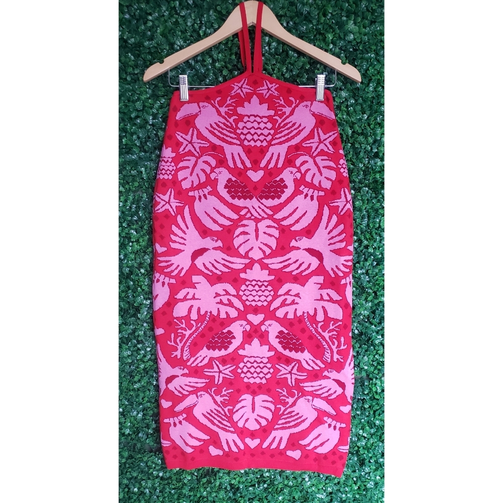 Farm Rio Red Jungle Scarf Knit Skirt - Picture 4 of 8